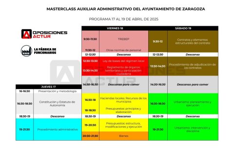 PROGRAMA MASTERCLASS AUXILIARES ADMINISTRATIVOS AYUNTAMIENTO 2025