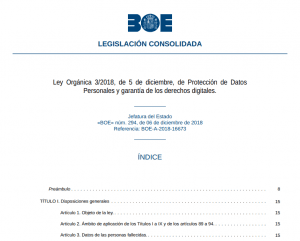 Ley orgánica de protección de datos de carácter personal 3/2018
